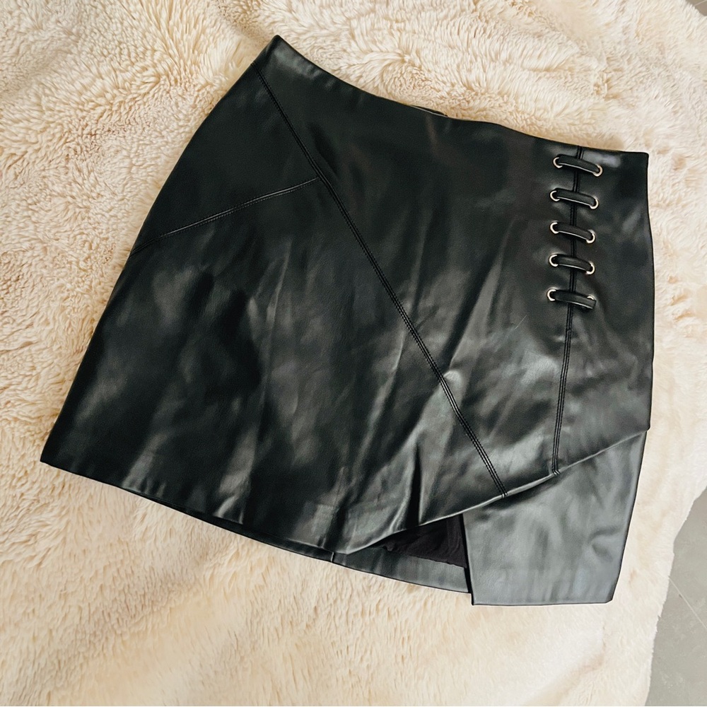 BCBGeneration Black Faux Leather Mini Skirt